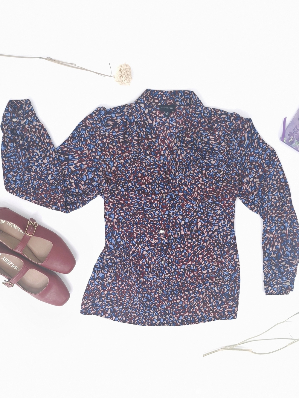 ✨The Limited Abstract Leopard Geometric Print Button Front Blouse - Small✨